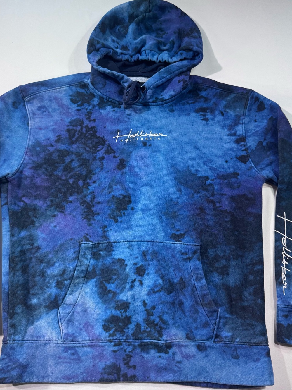 HOLLISTER Must-Have Collection Men's Tie-Dye Pullover Hoodie, Fleece, Pockets, L